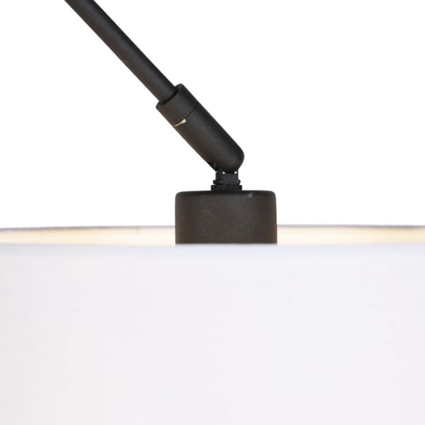 Hanglamp zwart met linnen kap wit 35 cm - blitz
