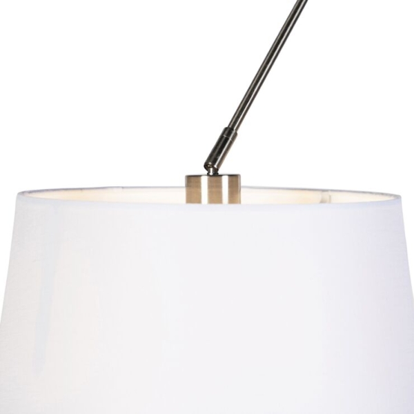 Hanglamp zwart met linnen kappen wit 35 cm 2-lichts - blitz