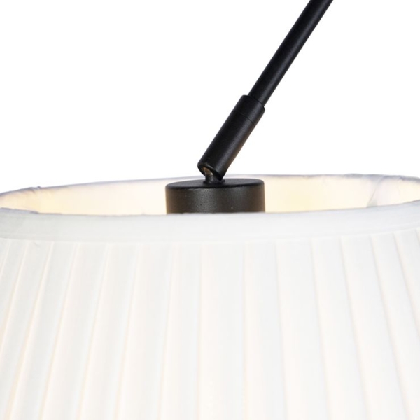 Hanglamp zwart met plisse kappen crème 35 cm 2-lichts - blitz