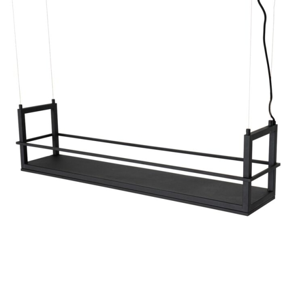 Hanglamp zwart met rek incl. Led 3-staps dimbaar - cage rack