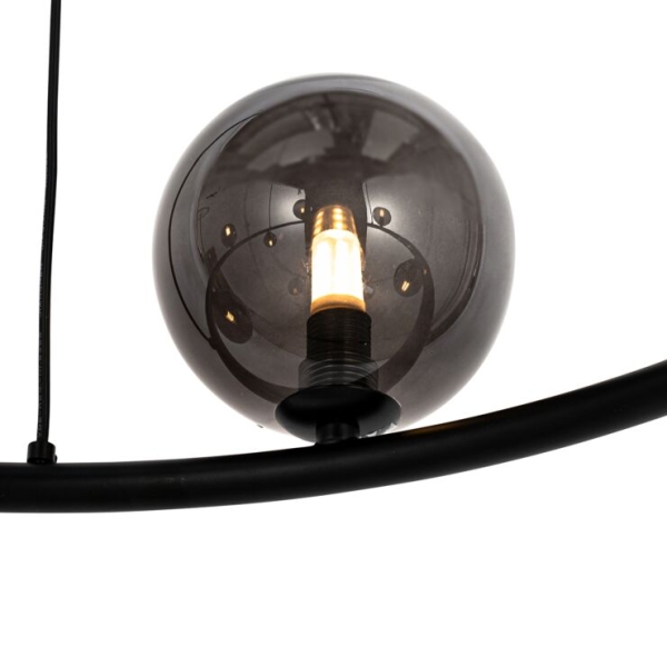 Hanglamp zwart met smoke glas rond 8-lichts - monaco