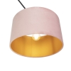 Hanglamp zwart met velours kap oud roze met goud 35 cm - blitz