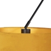 Hanglamp zwart met velours kappen oker met goud 35 cm - blitz