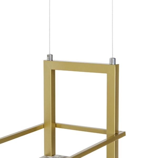 Industriële hanglamp goud met marmer en rek 4-lichts - cage rack