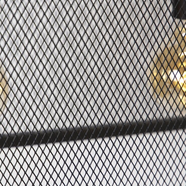 Industriële hanglamp zwart 118 cm met gaas 4-lichts - cage
