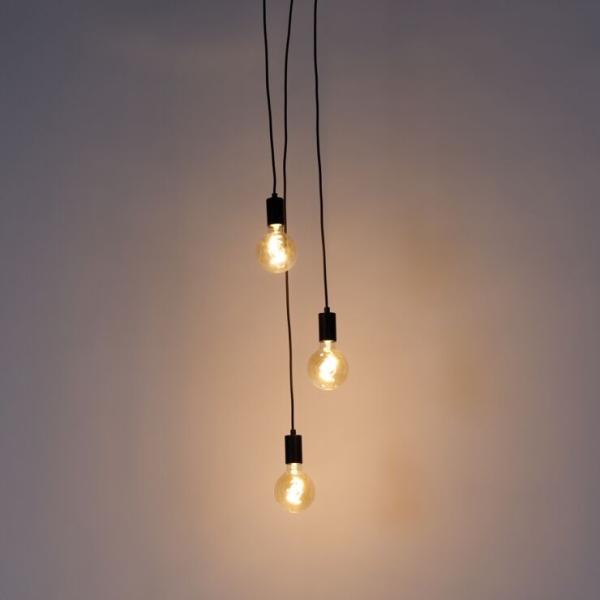 Industriële hanglamp zwart 3-lichts - facil