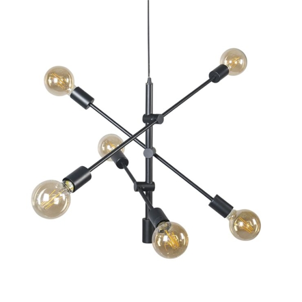 Industriële hanglamp zwart 6-lichts - sydney