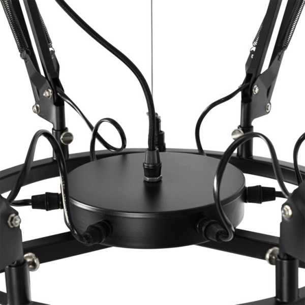 Industriële hanglamp zwart 6-lichts verstelbaar - hobby spinne