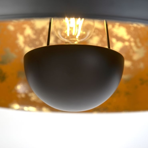 Industriële hanglamp zwart met goud 50 cm - magna eglip