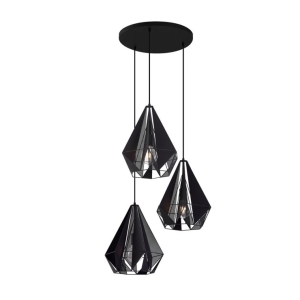 Industriële hanglamp zwart met mesh 3-lichts - Carcass