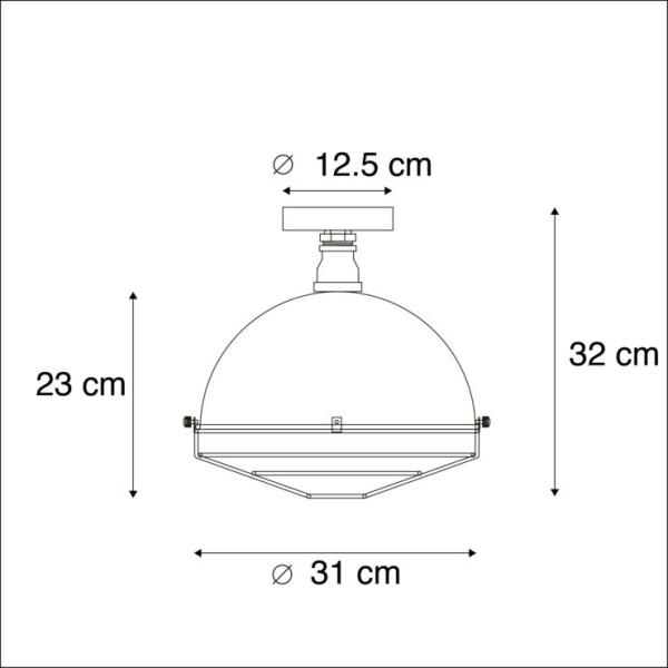 Industriële plafondlamp antiek zilver 32 cm - course