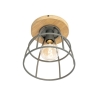 Industriële plafondlamp donkergrijs met hout - arthur