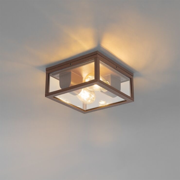 Industriële plafondlamp roestbruin ip44 2-lichts - charlois
