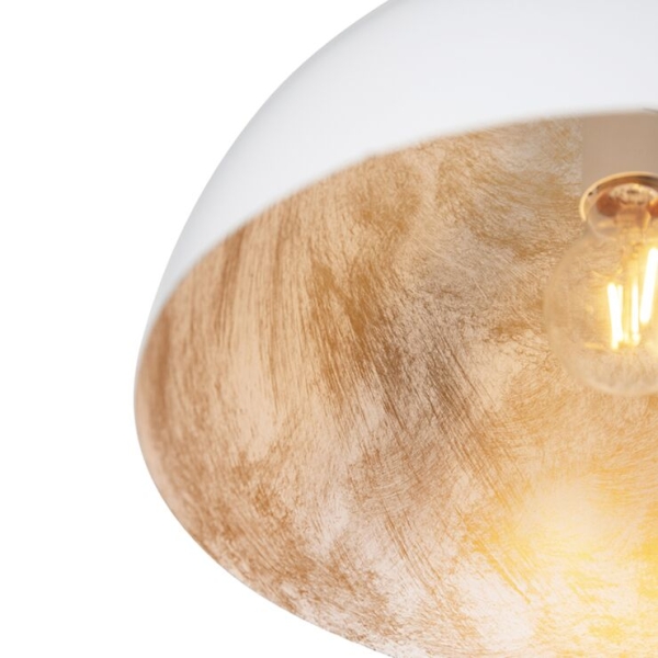 Industriële plafondlamp wit met goud 35 cm - magna