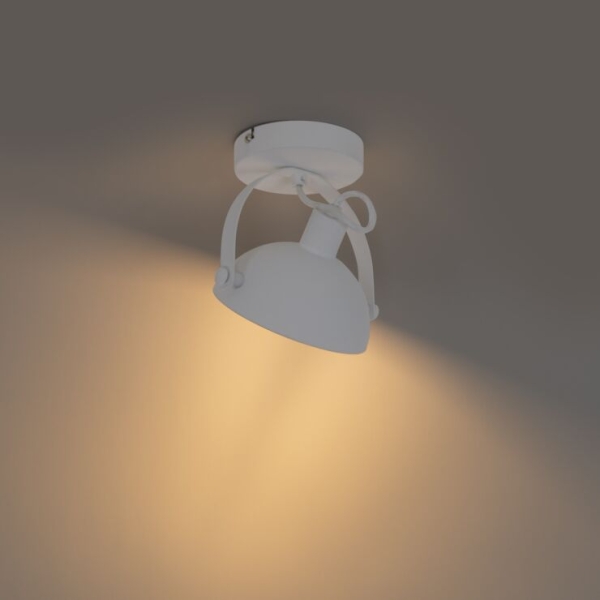 Industriële plafondlamp wit met zilver 15 cm verstelbaar - magnax