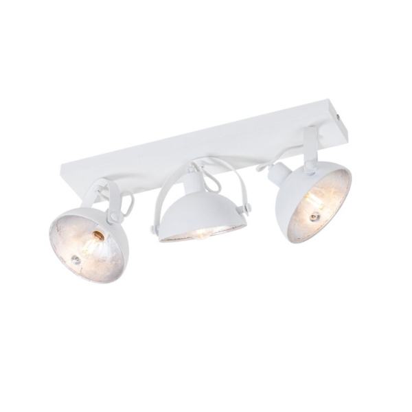 Industriële plafondlamp wit met zilver 3-lichts verstelbaar - magnax