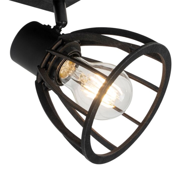 Industriële plafondlamp zwart 2-lichts - fotu