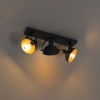 Industriële plafondlamp zwart met goud 3-lichts verstelbaar - magnax