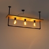 Industriële plafondlamp zwart met hout 3-lichts - shelf