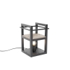 Industriële tafellamp zwart met hout - cage rack