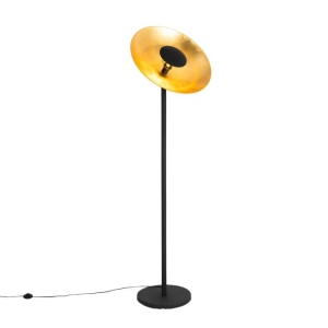 Industriële vloerlamp zwart met gouden binnenkant 60 cm - Magnax