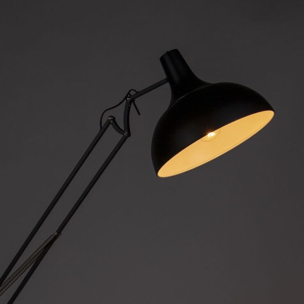 Industriële vloerlamp zwart verstelbaar - hobby