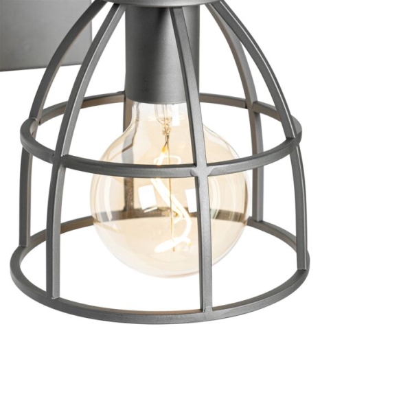 Industriële wandlamp donkergrijs met hout verstelbaar - arthur
