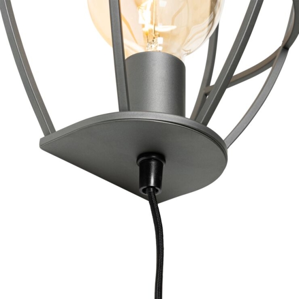 Industriële wandlamp donkergrijs met schakelaar - arthur