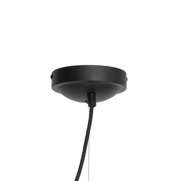 Klassieke hanglamp zwart met lampenkap goud 5-lichts - nona