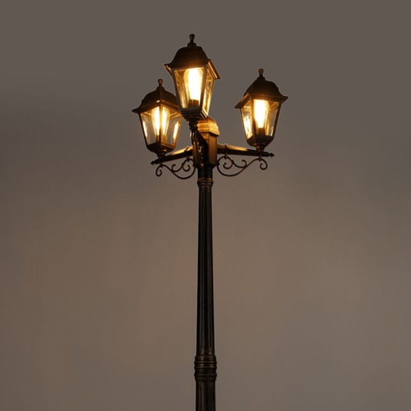Klassieke lantaarn antiek goud 3-lichts ip44 - capital