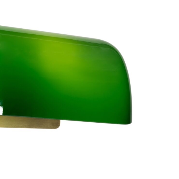 Klassieke notaris wandlamp messing met groen glas - banker