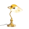 Klassieke notarislamp brons met amber glas - banker