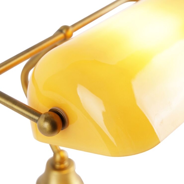 Klassieke notarislamp brons met amber glas - banker