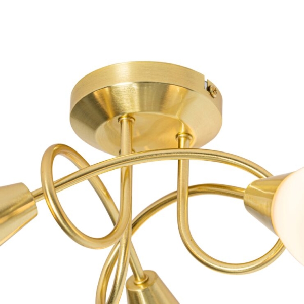 Klassieke plafondlamp goud met opaal glas 3-lichts - inez