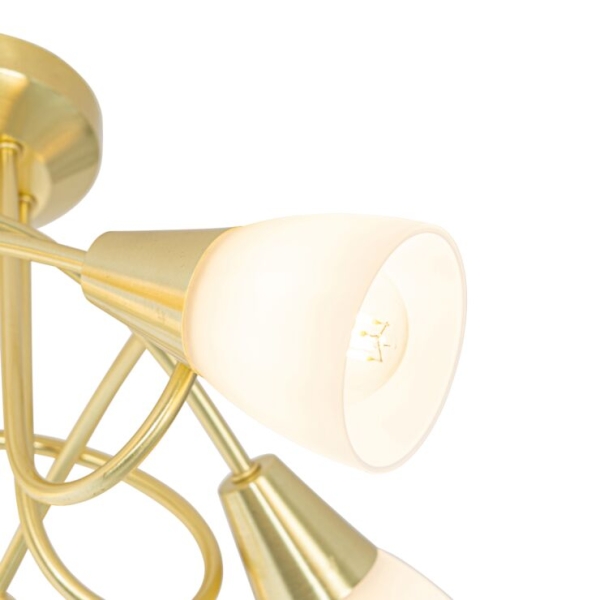 Klassieke plafondlamp goud met opaal glas 5-lichts - inez