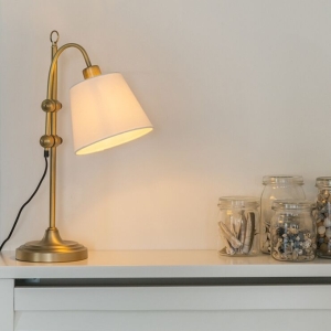 Klassieke tafellamp brons met witte kap - Ashley