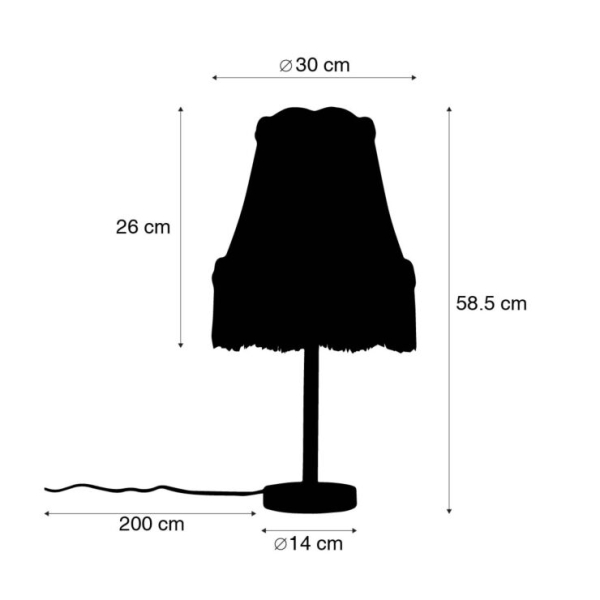Klassieke tafellamp zwart met granny kap crème 30 cm - simplo