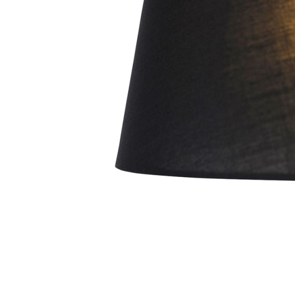 Klassieke vloerlamp messing met zwarte kap verstelbaar - ladas