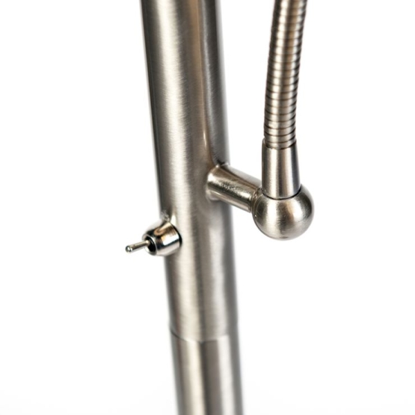 Klassieke vloerlamp staal met grijze kap en leeslampje - retro