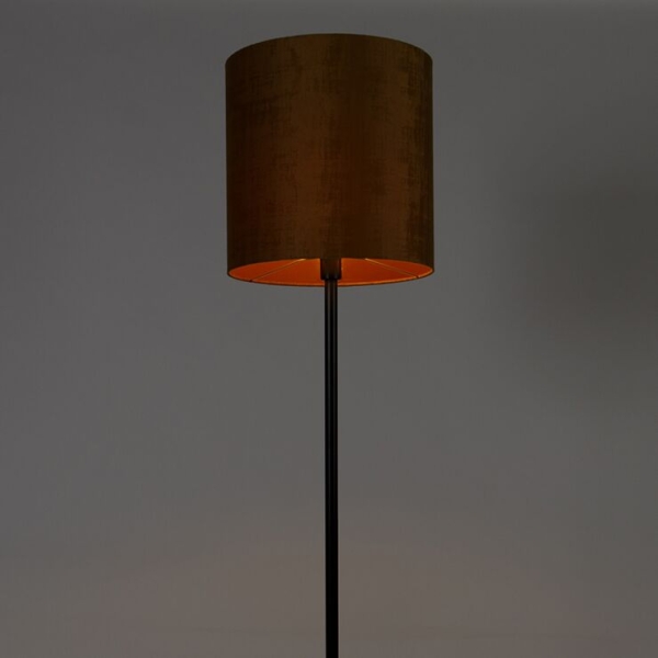 Klassieke vloerlamp zwart kap goud 40 cm - simplo