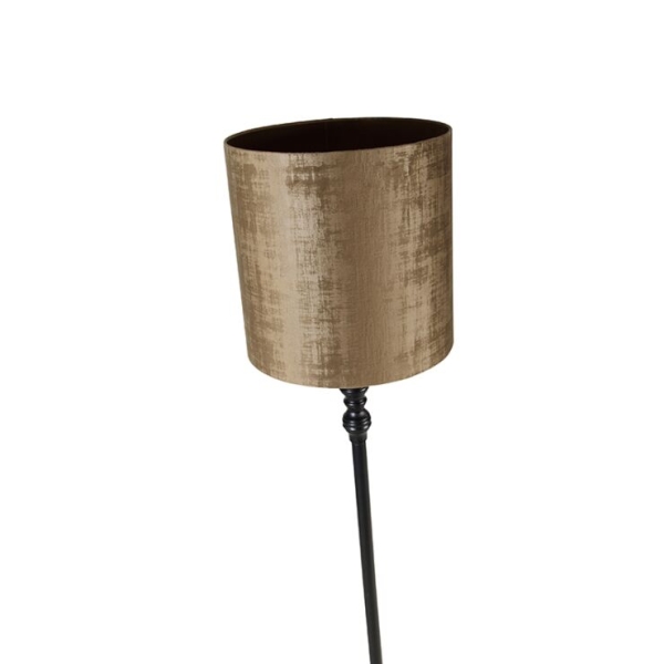 Klassieke vloerlamp zwart met kap bruin 40 cm - classico