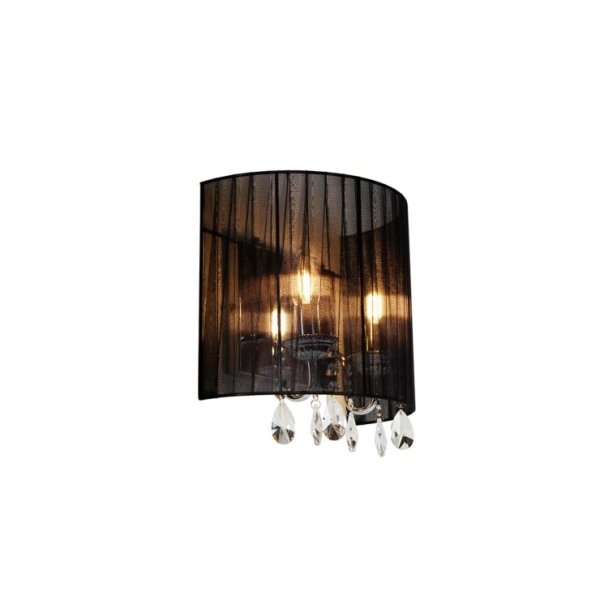 Klassieke wandlamp chroom met zwarte kap - ann-kathrin 2