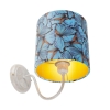 Klassieke wandlamp wit met vlinder velours kap - Matt