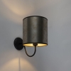 Klassieke wandlamp zwart met zinken velours kap - matt