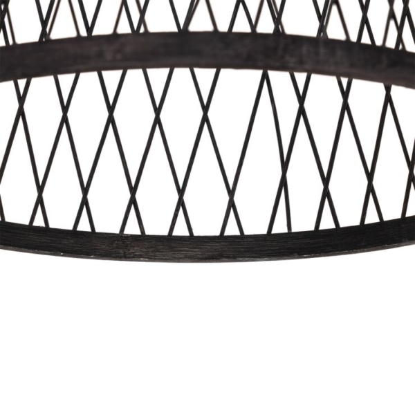 Landelijke buiten hanglamp zwart rotan 40x55 cm - calamus