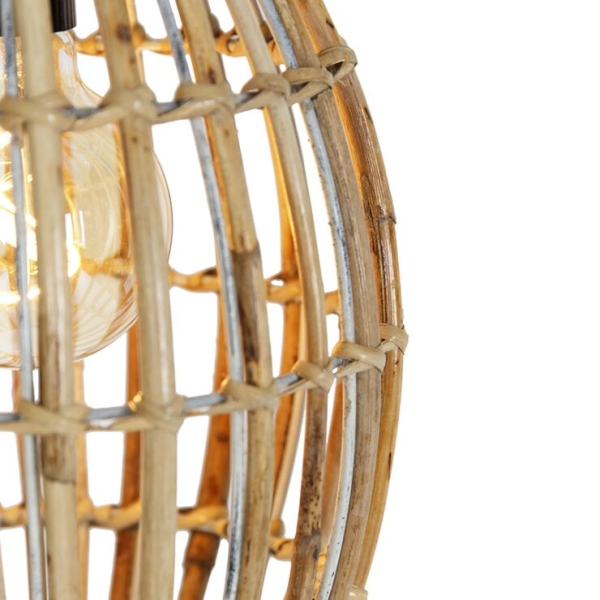 Landelijke hanglamp bamboe met wit - canna capsule