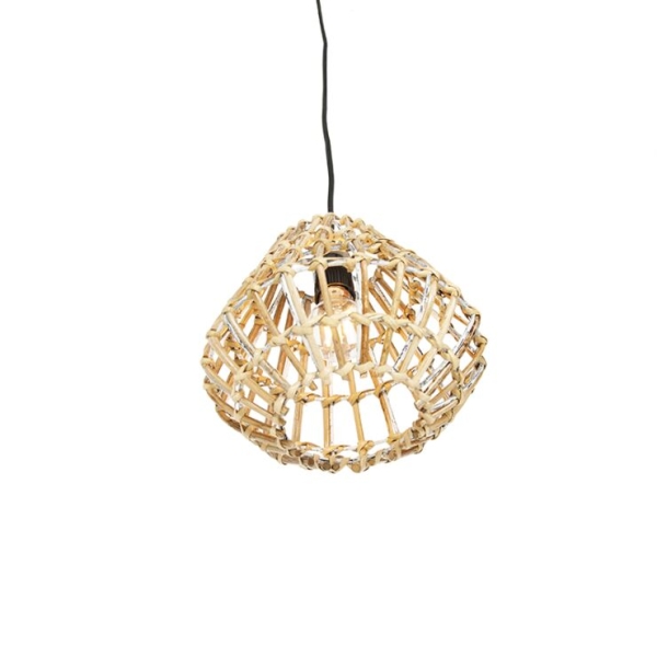Landelijke hanglamp bamboe met wit - canna diamond