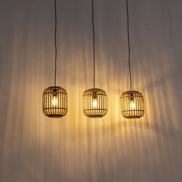 Landelijke hanglamp rotan 3-lichts - manila