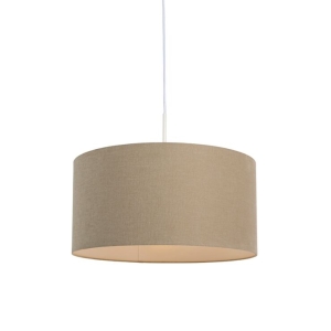 Landelijke hanglamp wit met lichtbruine kap 50cm - Combi