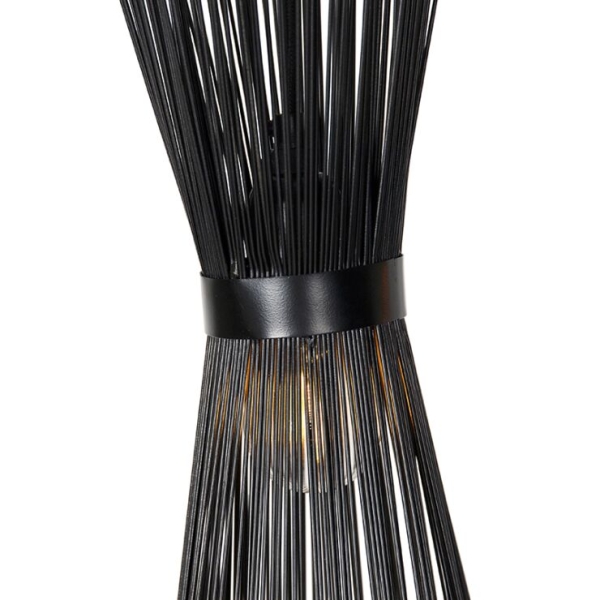 Landelijke hanglamp zwart langwerpig 3-lichts - broom